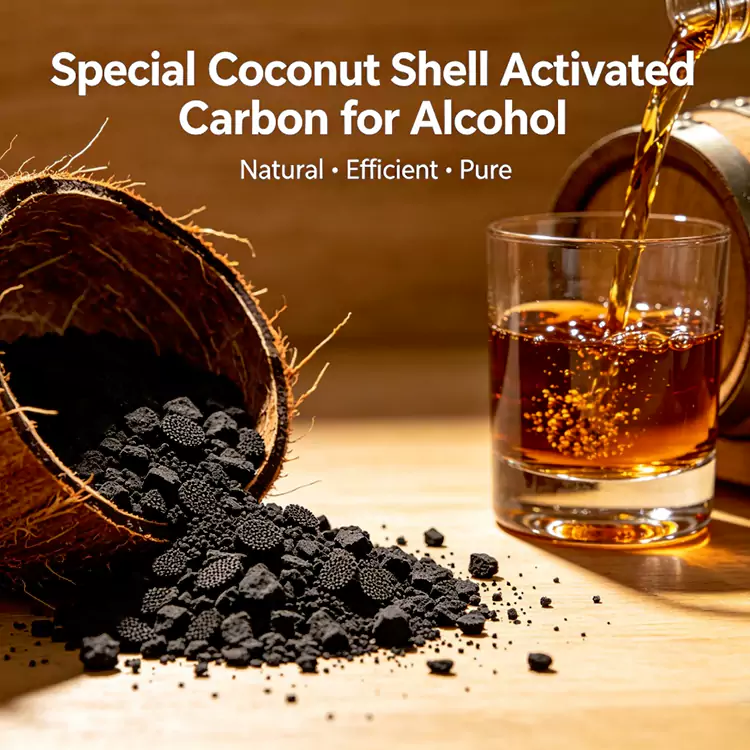 Coconut Shell karbonoa likoreak eta alkohola arazterako